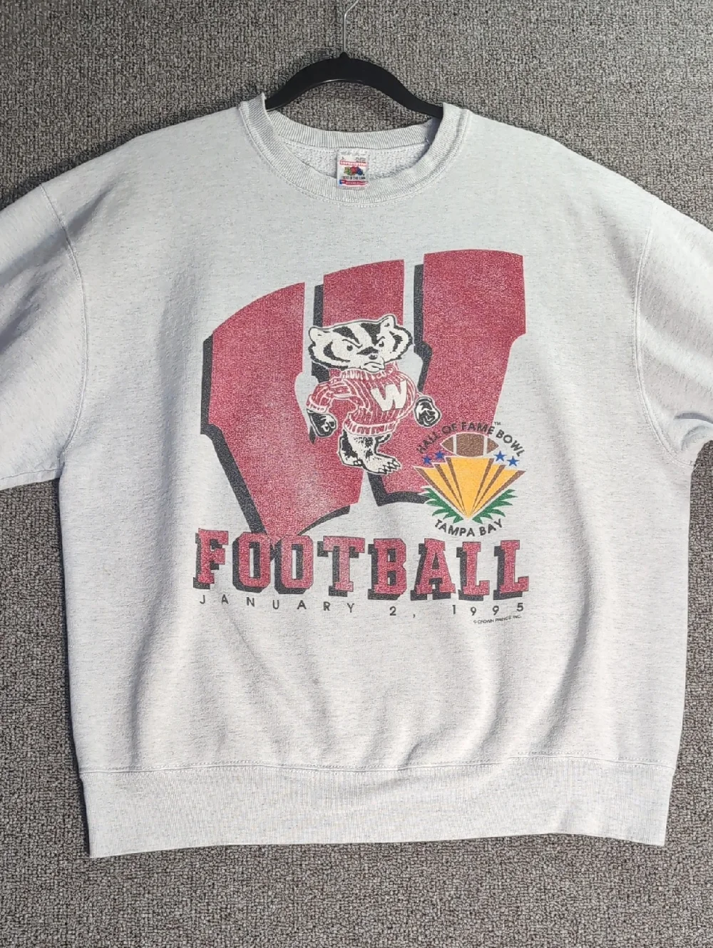 Vintage 1995 Wisconsin Badgers Hall of Fame Bowl Sweatshirt Size L Supercotton - Picture 4 of 10
